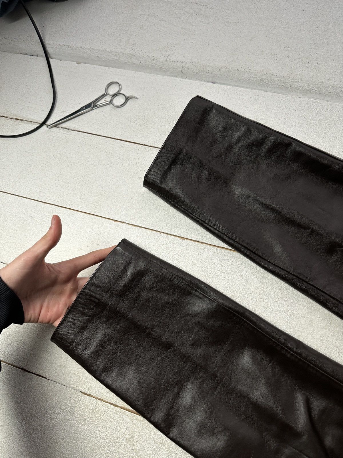 Leather 🚨Vintage leather pants motorcycles BROWN LUXURY Y2K Size 32" / US 10 / IT 46 - 4 Thumbnail