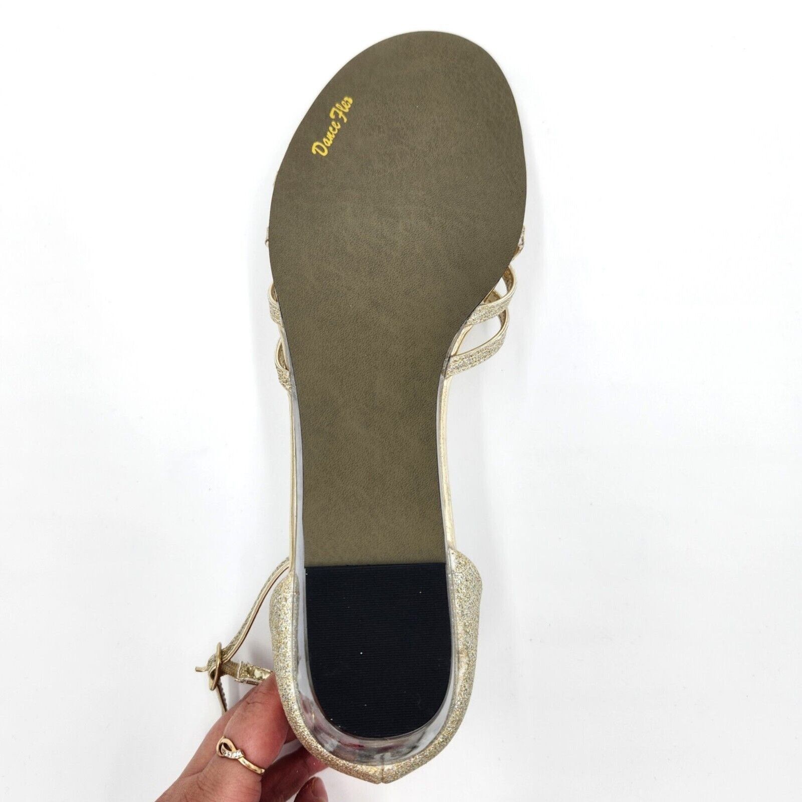 The Unbranded Brand Easy Street Women Gold Glitter Wedge Evening Sandals 8.5 Size US 8.5 / IT 38.5 - 5 Thumbnail