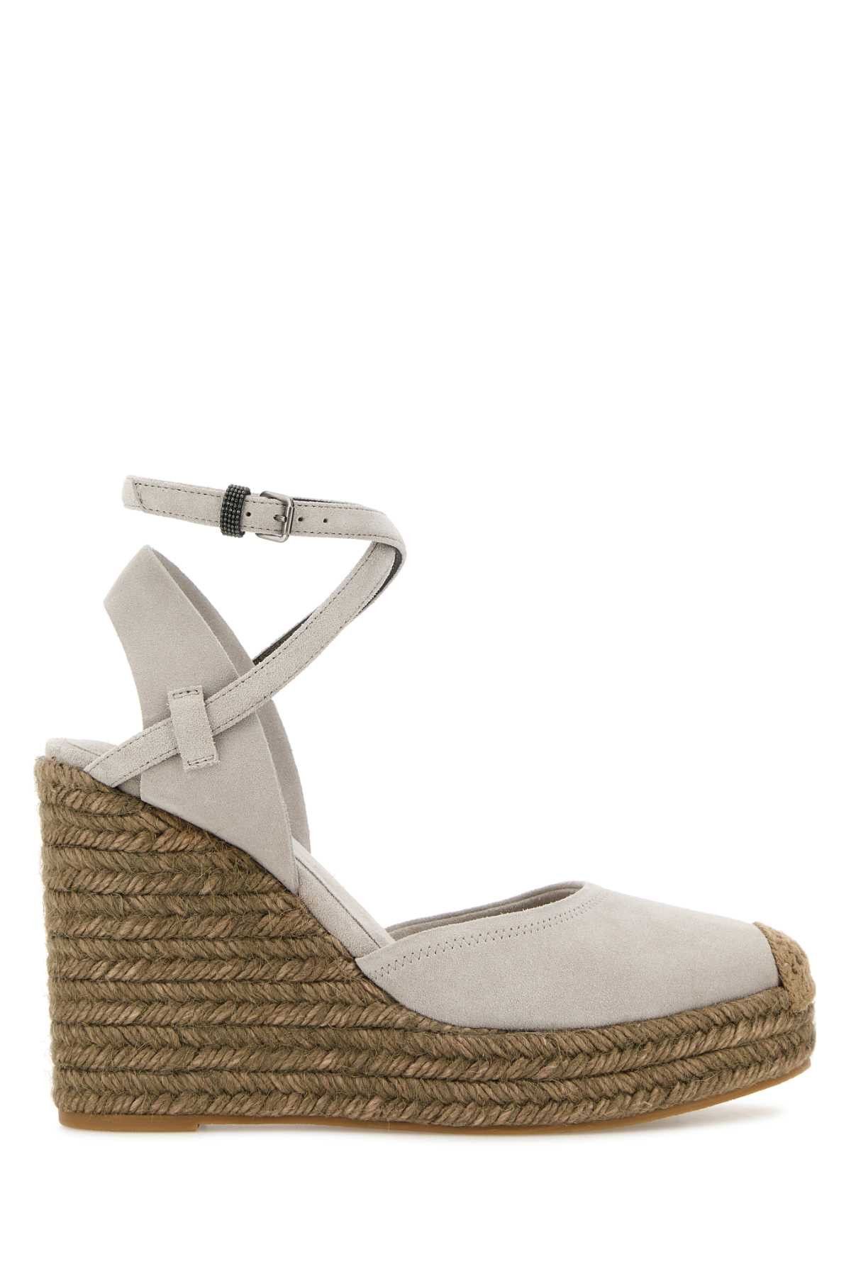 Brunello Cucinelli Light Grey Suede Wedges Size US 6 / IT 36 - 1 Thumbnail