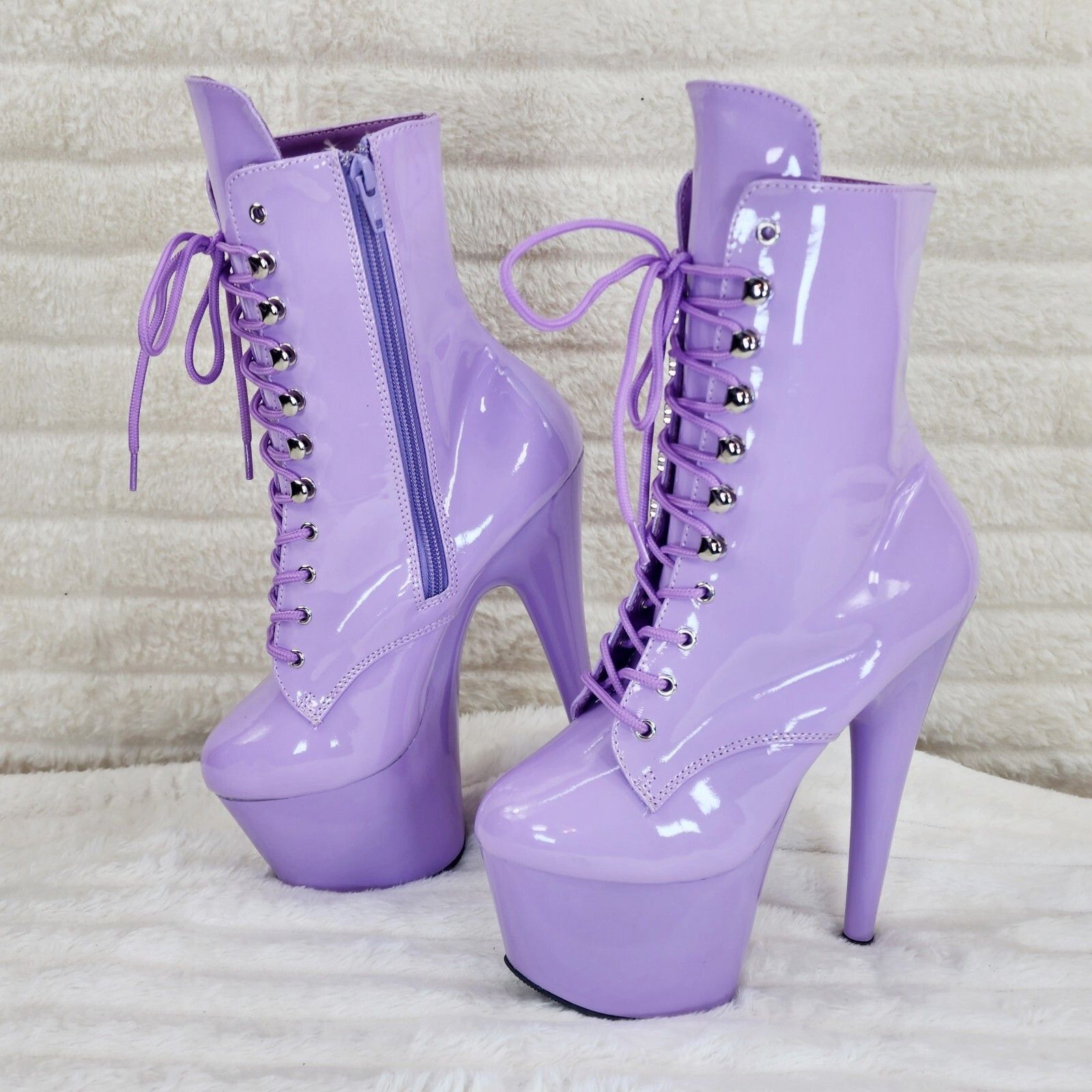 Other Adore 1020 Lavender Lilac Purple Patent 7" High Heel Platfo Size US 11 / IT 41 - 2 Thumbnail