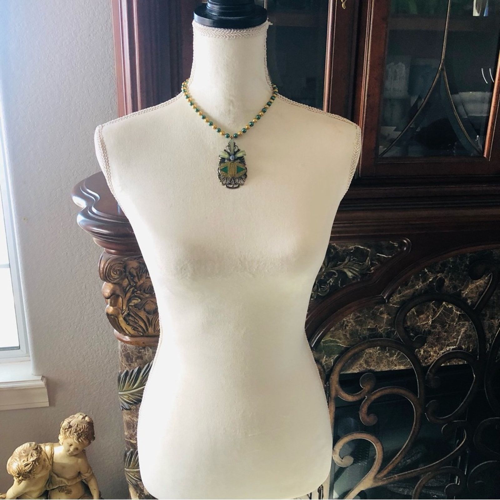 Handmade Handcrafted repurpose filigree medallion Pearl necklace Size ONE SIZE - 7 Thumbnail