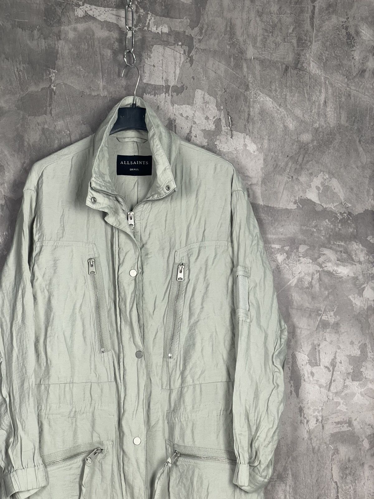Allsaints × Japanese Brand × Le Grande Bleu (L.G.B.) Avant Garde Allsaints Crazy Multizip Vintage 00s Long Jacket Size S / US 4 / IT 40 - 4 Thumbnail