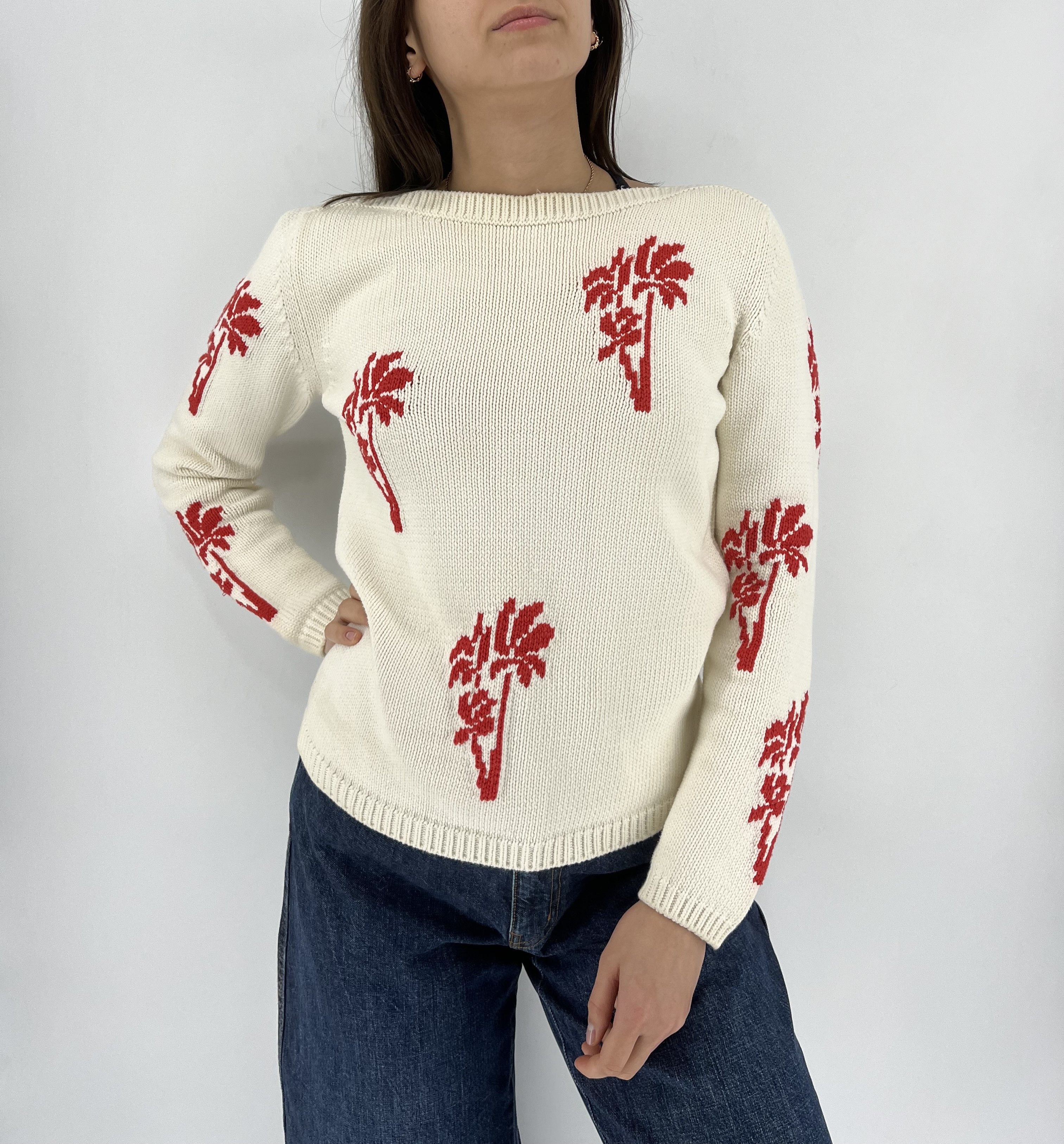 Max Mara × Vintage Vintage Max Mara Women's Weekend Palm Print Sweater Size M / US 6-8 / IT 42-44 - 2 Thumbnail