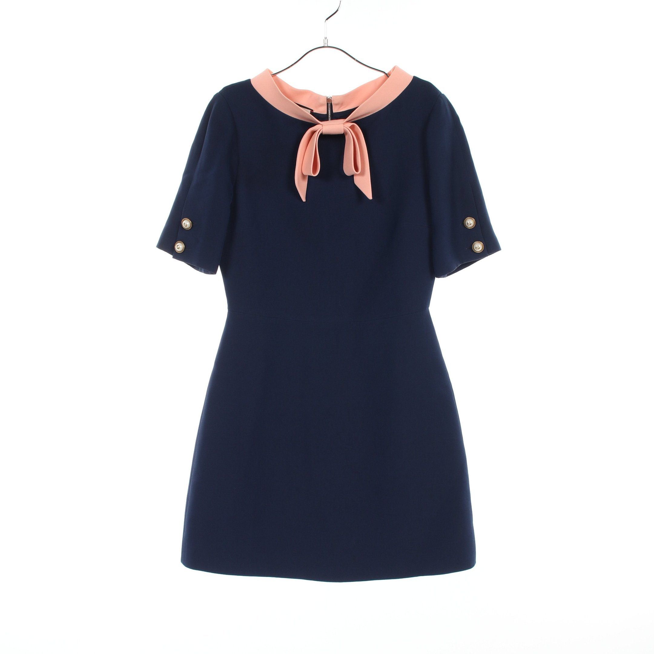Gucci Gucci One Piece Ribbon Wool Silk Navy Pink Size ONE SIZE - 1 Thumbnail