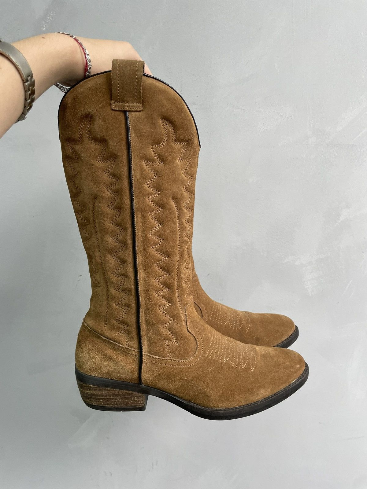 Western Rise Vintage moto western moto boots leather suede retro punk Size US 8 / EU 41 - 10 Thumbnail