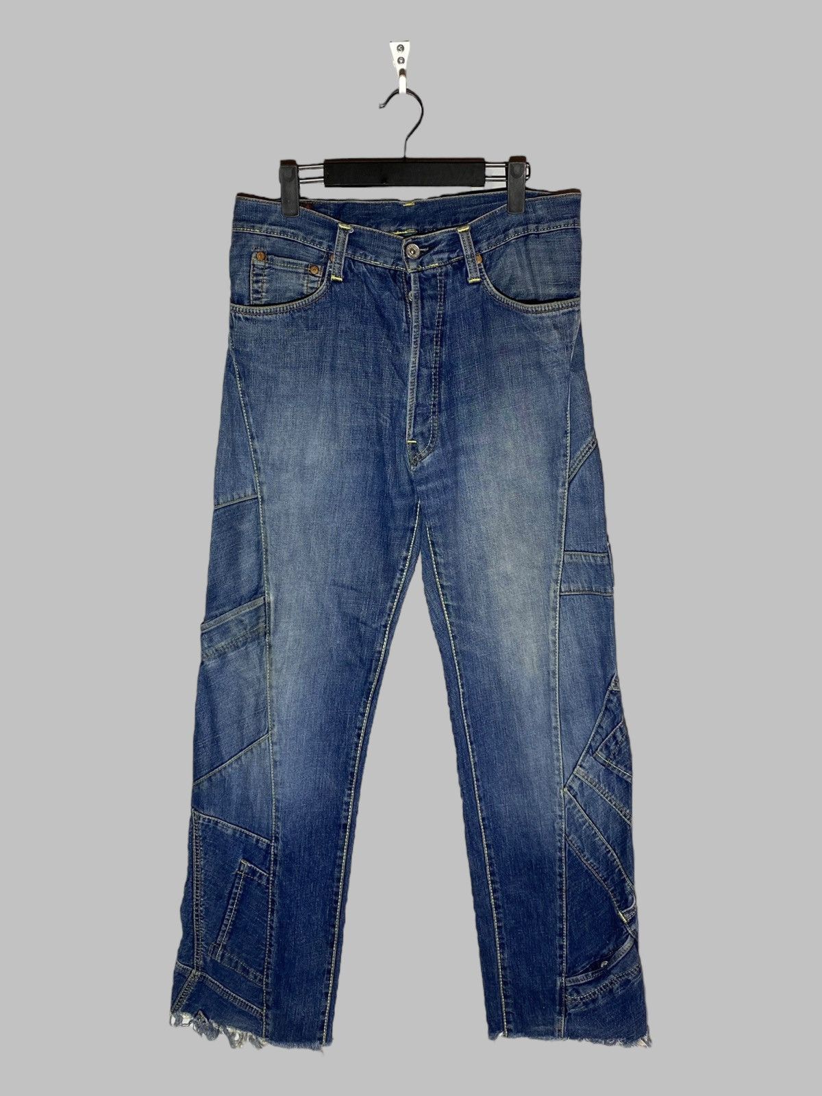 Evisu Vintage Evisu Patchwork Y2k Japanese Blue Washed Denim Jeans Size US 29 - 3 Thumbnail