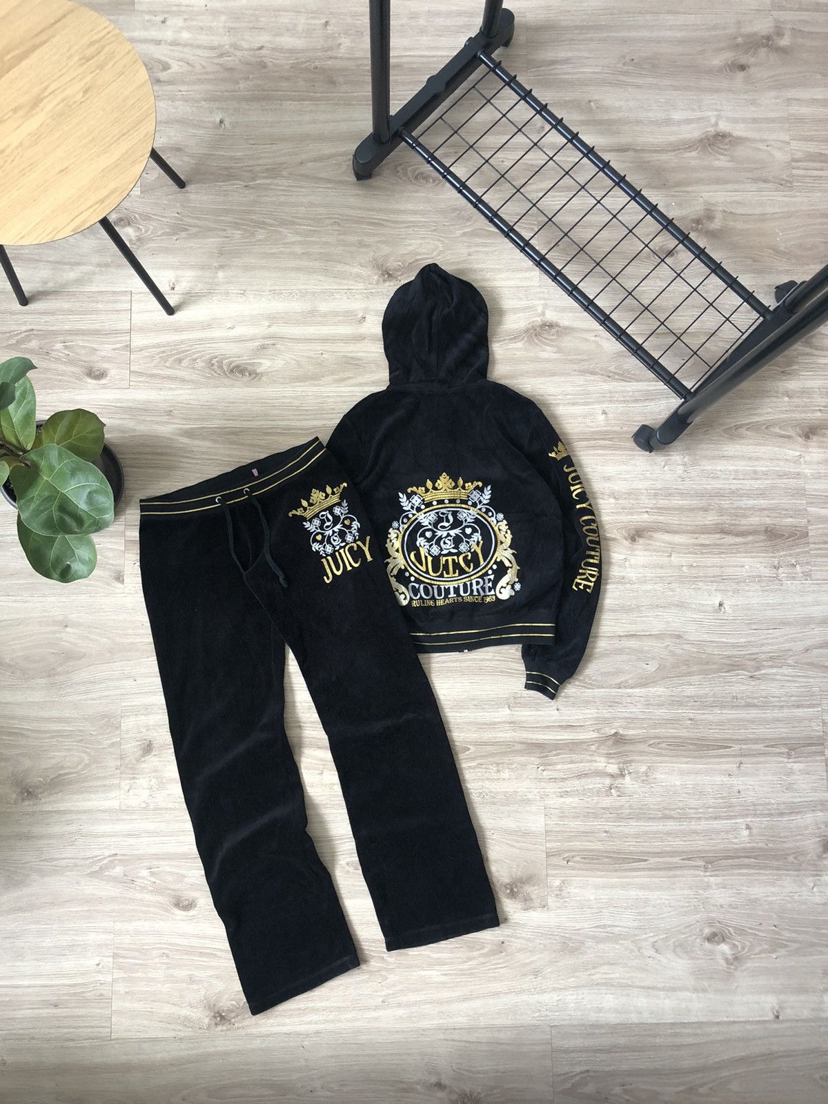 image of Vintage Y2K Juicy Couture Velour Track Suit Made In Usa in Black, Women's (Size Medium)