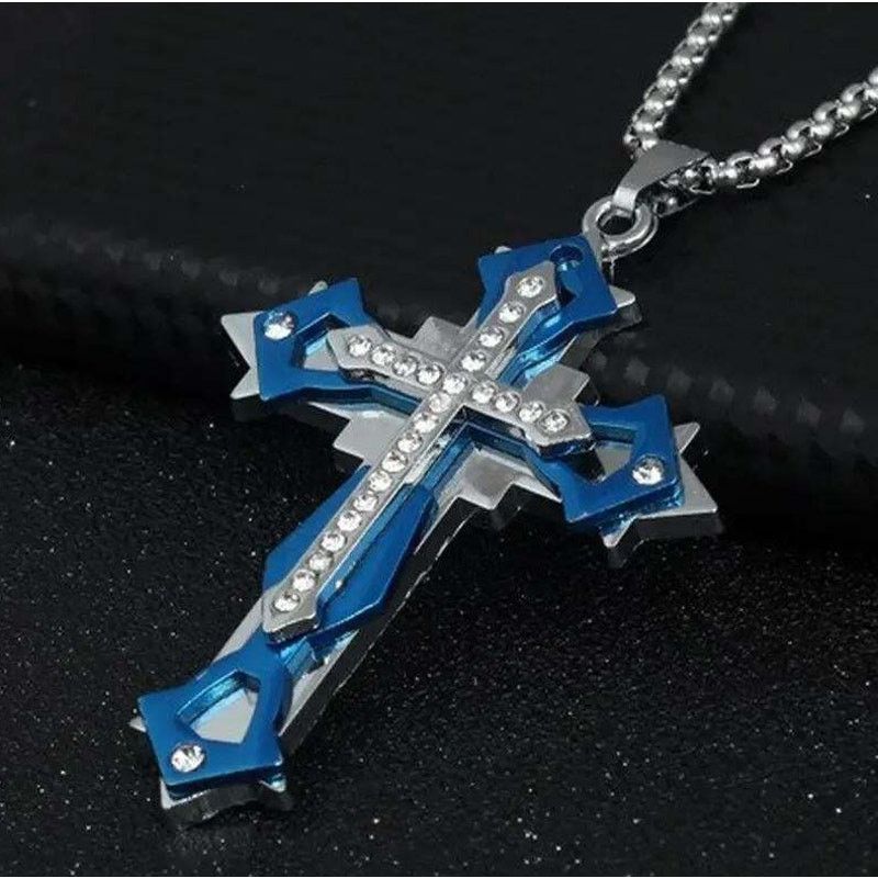 Other Titanium Punk Cross Necklace • CZ Pendant • GOLD Anodized Size ONE SIZE - 3 Thumbnail