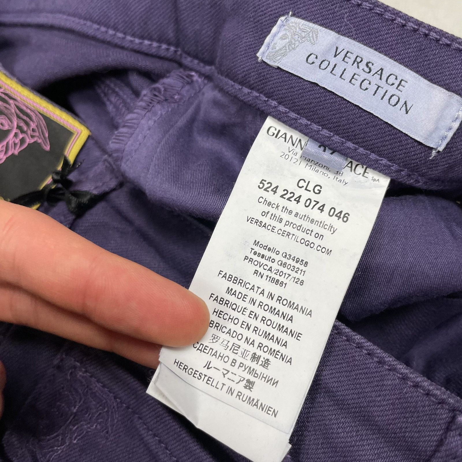 Versace Versace Women's Purple Denim Beaded Slim Fit Skinny Jeans 27 Size 27" / US 4 / IT 40 - 11 Thumbnail