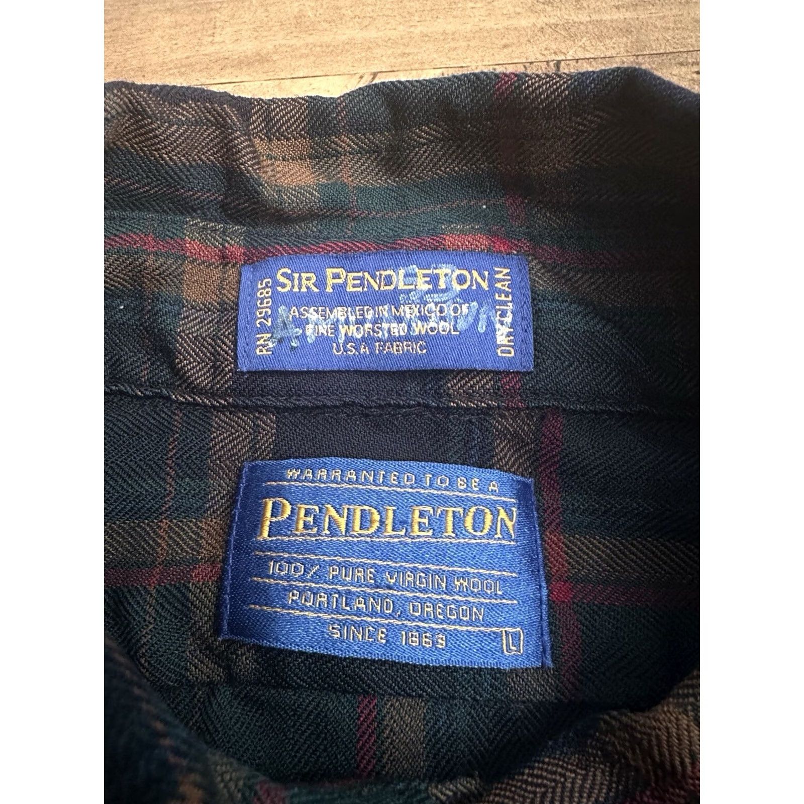 Pendleton Pendleton Shirt Button-Up Wool Long Sleeve Plaid Green/Blue L Adult Mens Size US L / EU 52-54 / 3 - 4 Thumbnail