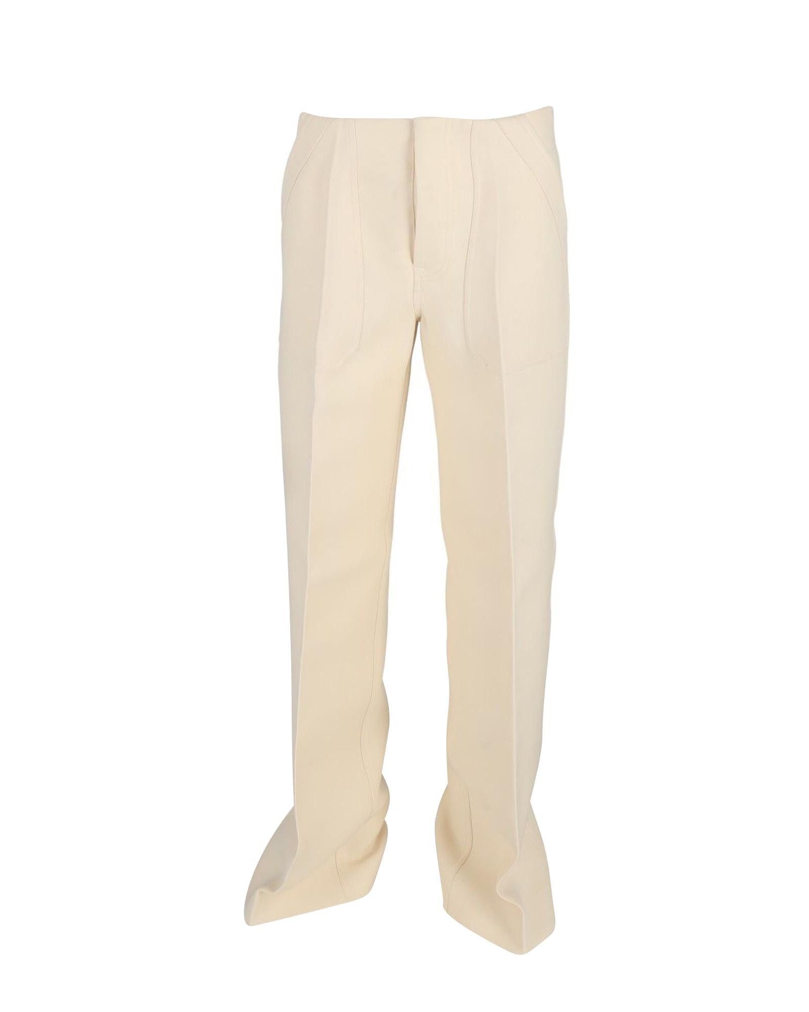 Image of Celine Cream Wool Straight Leg Trousers in White/Cream, Women's (Size 30)