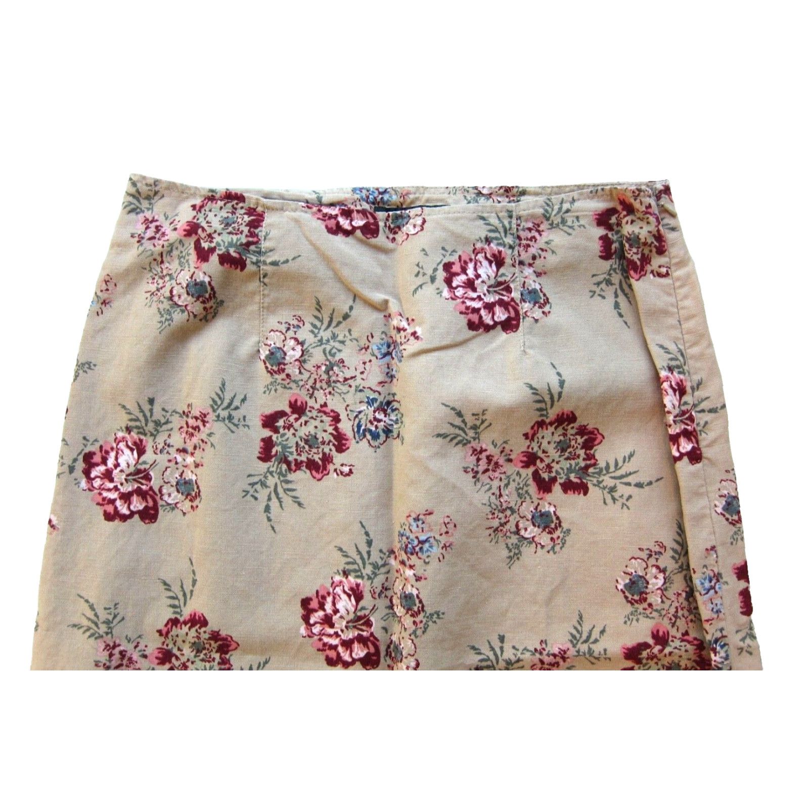Eddie Bauer Vintage Eddie Bauer Floral A-Line Skirt Women 2 Brown Linen Pink Green Blue Knee Length Zip 30" waist 24.5" hip 38" hip Mens? Size 26" / US 2 / IT 38 - 4 Thumbnail
