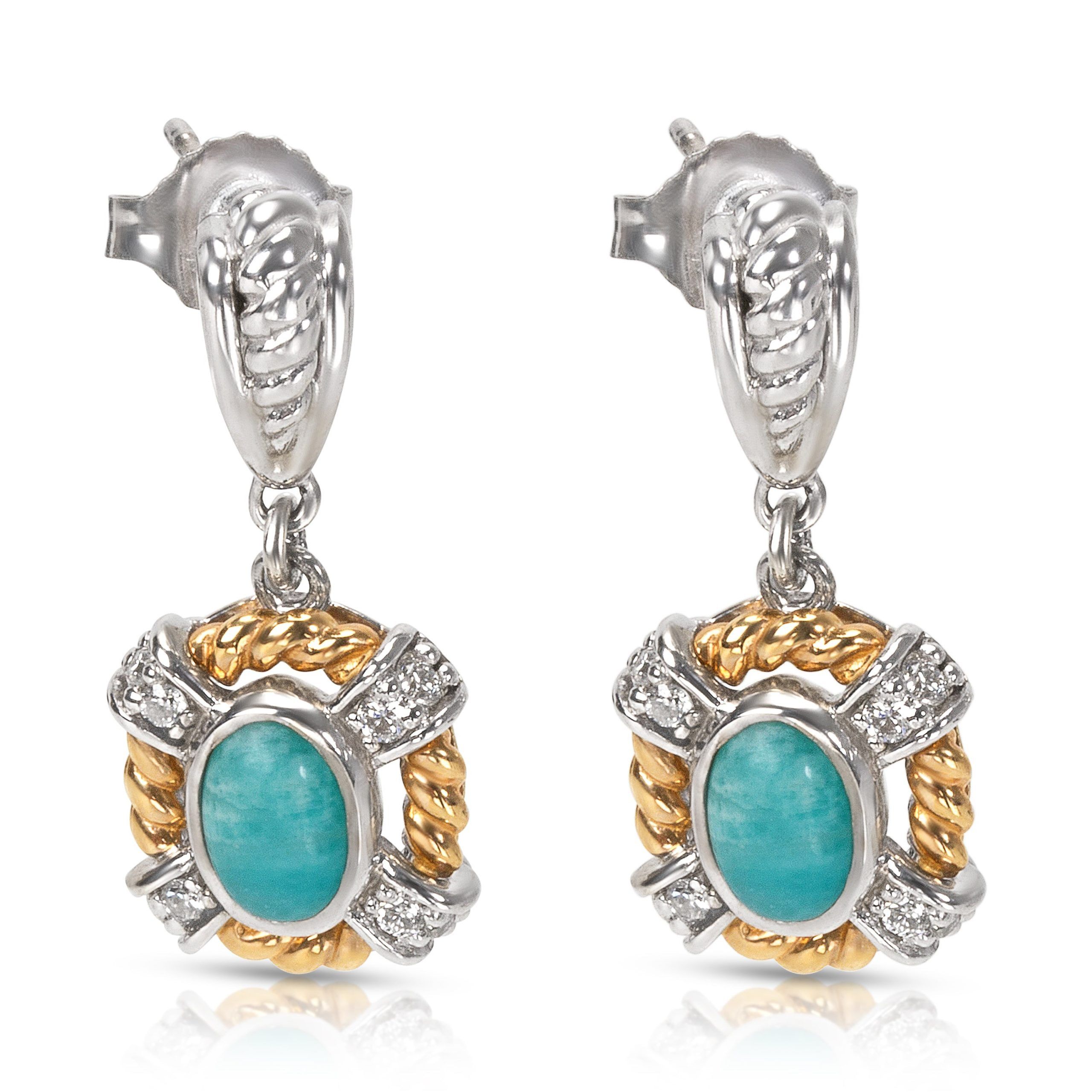 Other Amazonite & Diamond Fashion Earrings in 14k Two-Tone Gold (0.19 CTW) Size ONE SIZE - 1 Thumbnail
