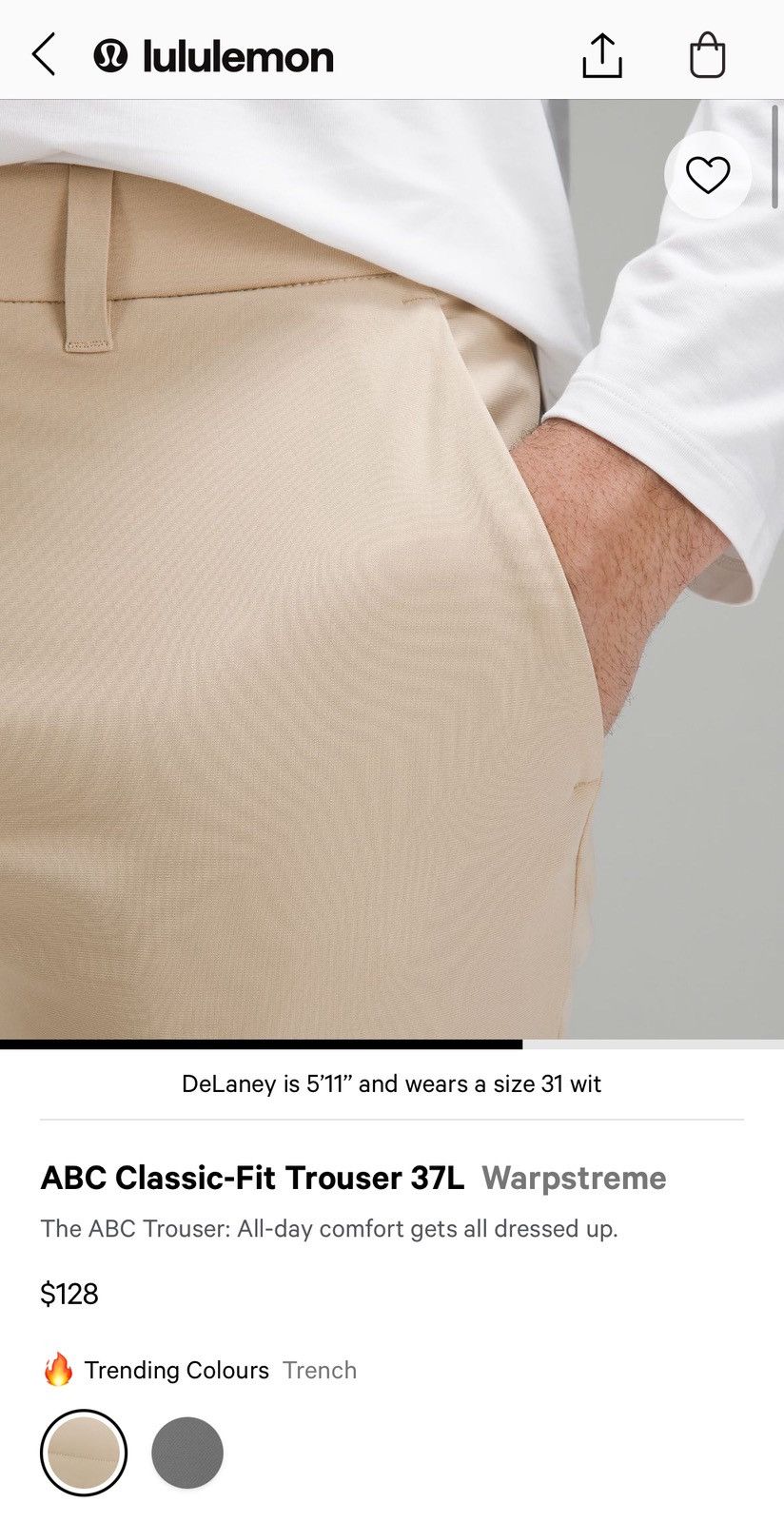 Lululemon Lululemon 32x37 ABC Khaki Pants Size US 33 - 2 Thumbnail