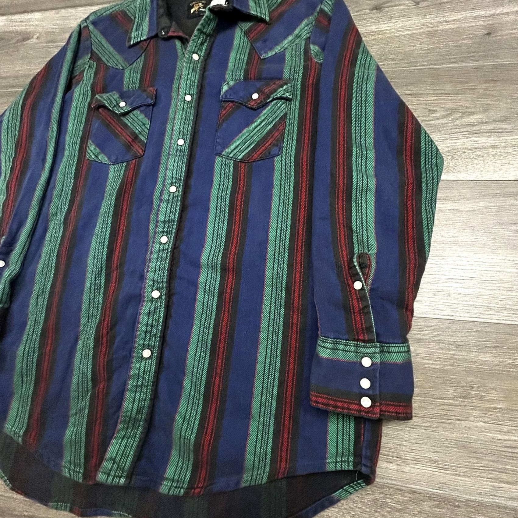 Vintage VINTAGE Saddle King Flannel Pearl Snap Shirt Mens XL Tall Blue Wool USA 70s Size US XL / EU 56 / 4 - 4 Thumbnail