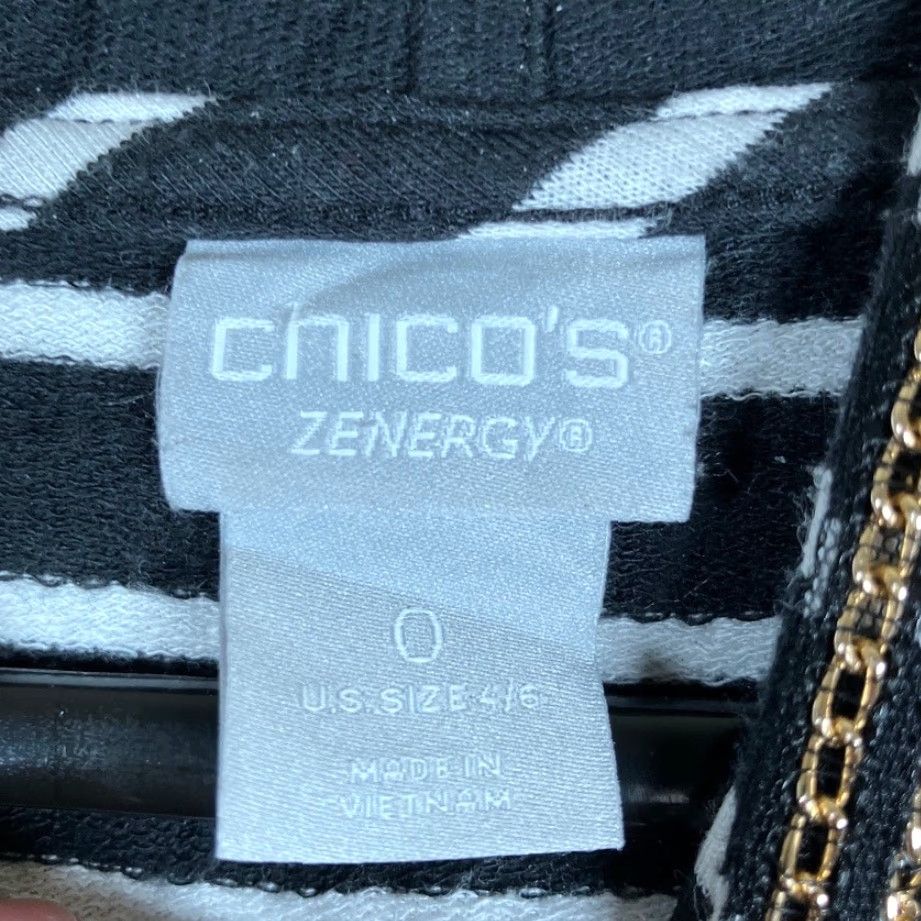 Vintage Zenergy by Chico's Women Sweater Black White Striped Chain Accent Knit Pullover Regular 4 XS? No, 4 Size S / US 4 / IT 40 - 6 Thumbnail