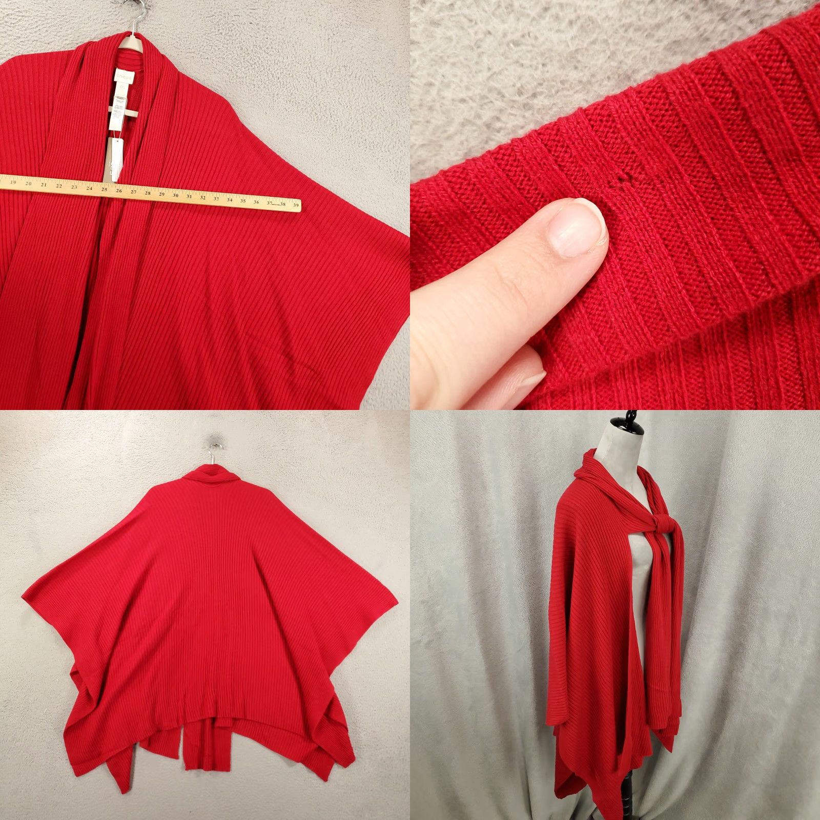 Vintage Chicos Cardigan Womens Regular Size S Red Knit Open Kimono Sleeve Twist Open Accents Casual Cardigan Sweater Size S / US 4 / IT 40 - 8 Thumbnail