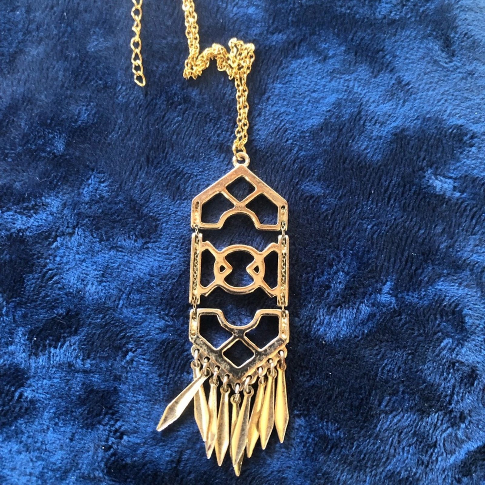 Vintage Vintage repurpose gold open filigree fringe pendant necklace Size ONE SIZE - 3 Thumbnail