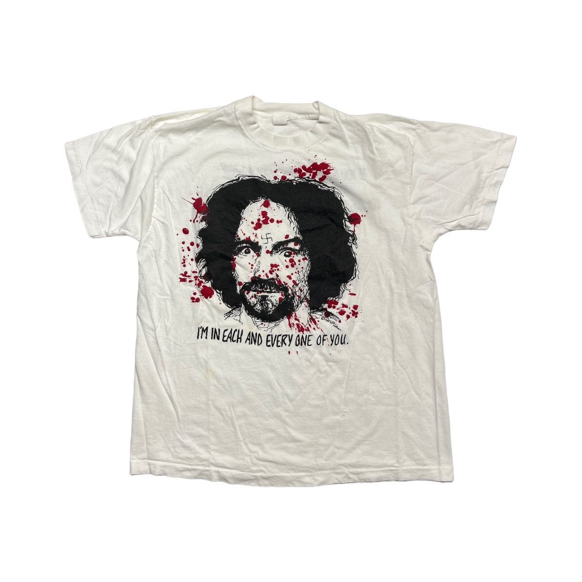 Fruit Of The Loom × Vintage 80s Charles Manson I’m In Each & Every One of You Tee Size US L / EU 52-54 / 3 - 1 Thumbnail