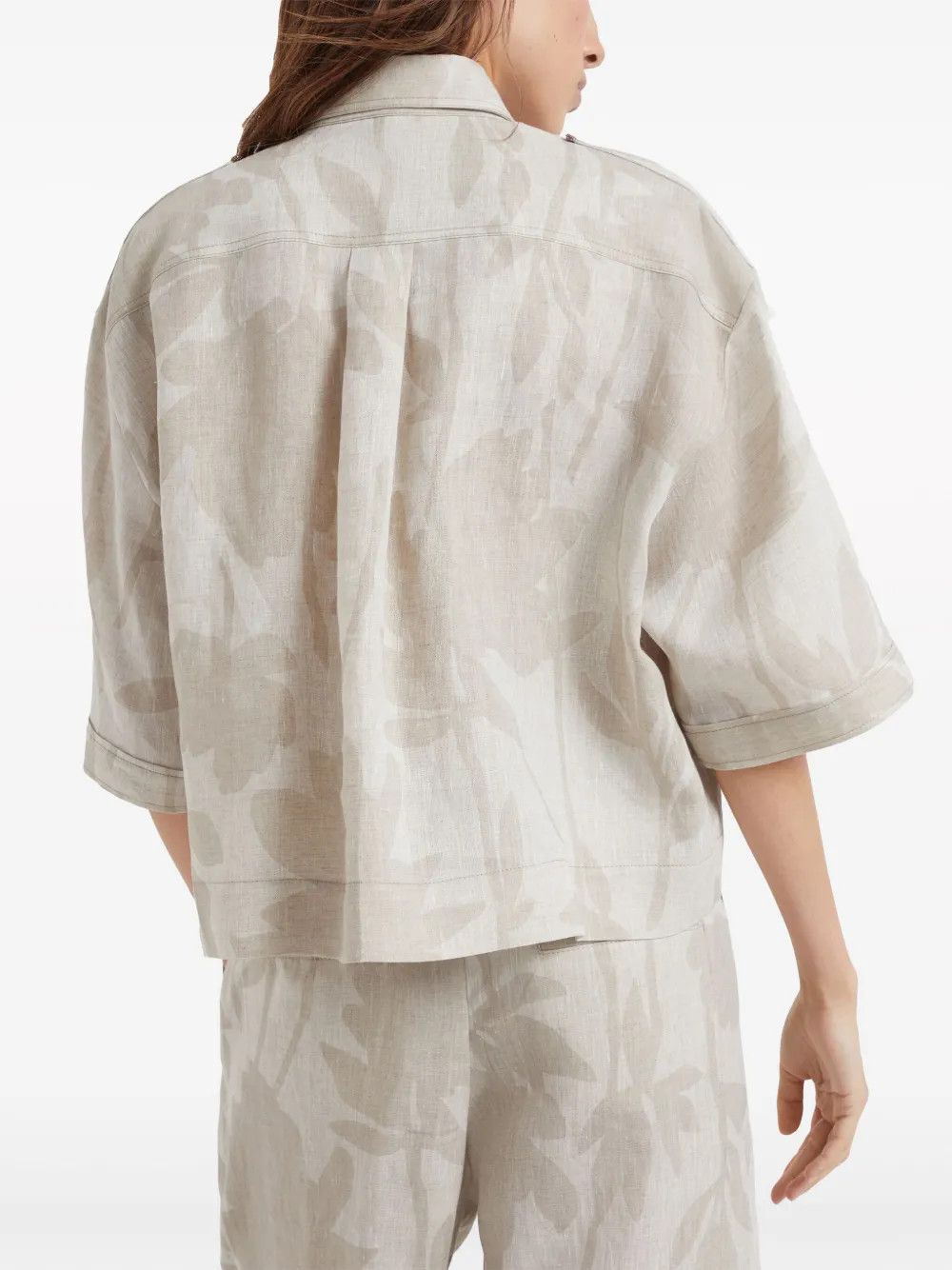 Brunello Cucinelli o1la1rc1a0425 Blouse in Beige Size L / US 10 / IT 46 - 3 Thumbnail