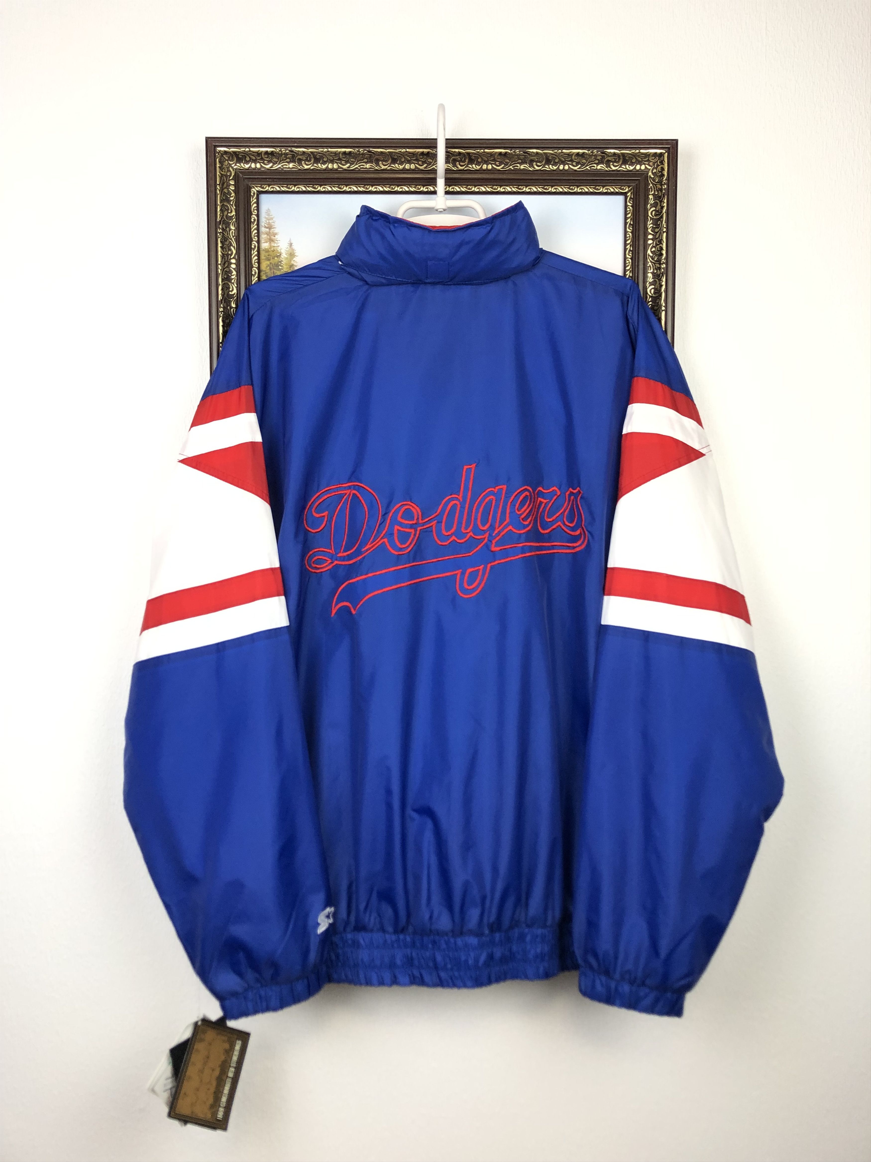 LA Dodgers 80s STARTER satin bomber Diamond jacket L blue