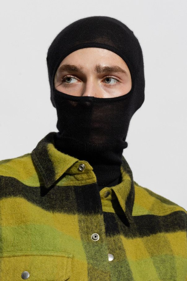 image of Aw23 Rick Owens "luxor" Skull Cashmere Balaclava in Black, Men's
