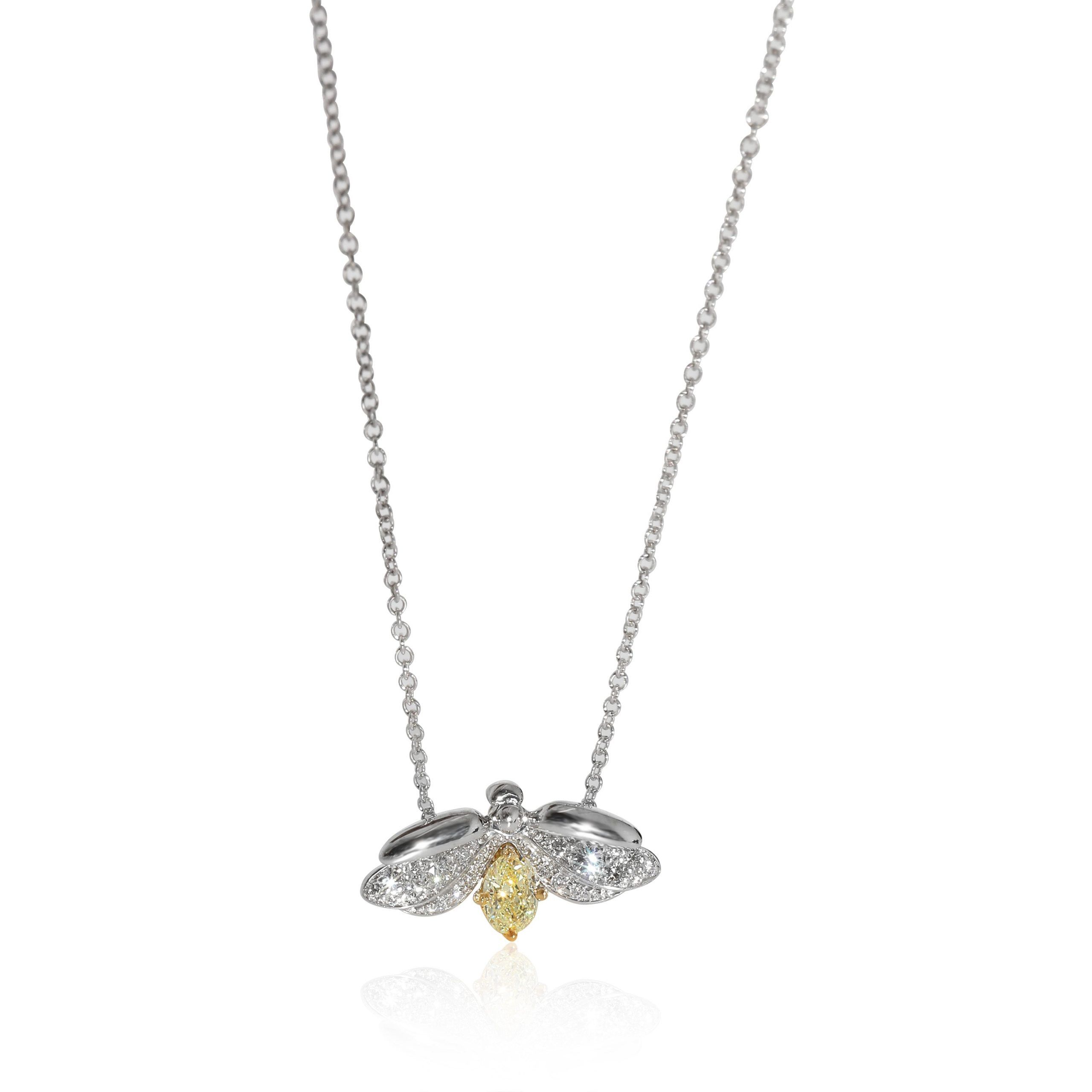 image of Tiffany Co Tiffany & Co. Paper Flowers Firefly Fancy Yellow Diamond Pendant In Platinum, Women's