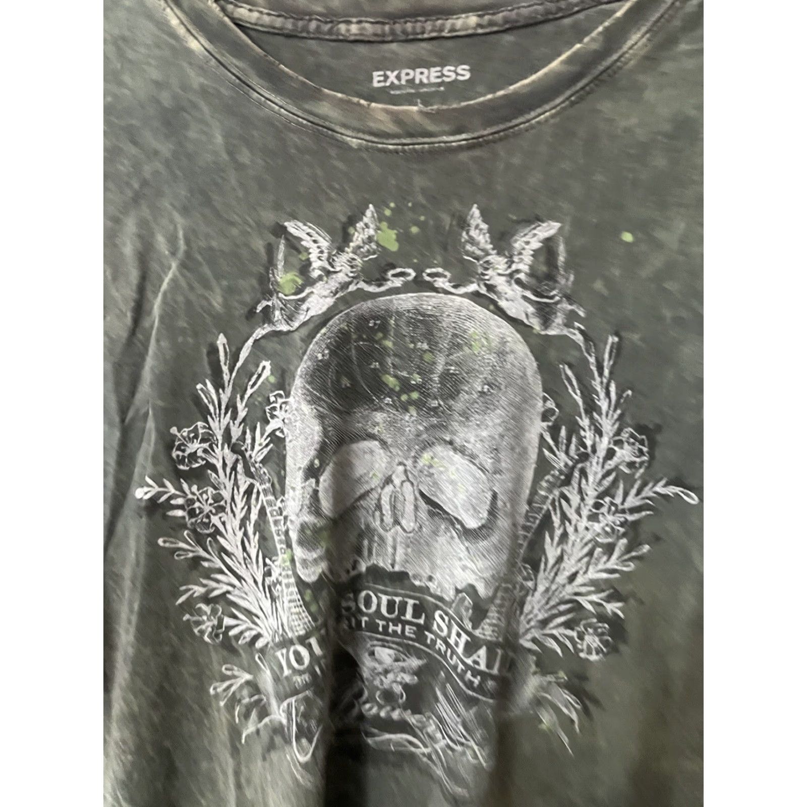 Express VINTAGE Express Shirt Skull Green Short Sleeve Mens Large Button-Up 100% Cotton Size US L / EU 52-54 / 3 - 2 Thumbnail