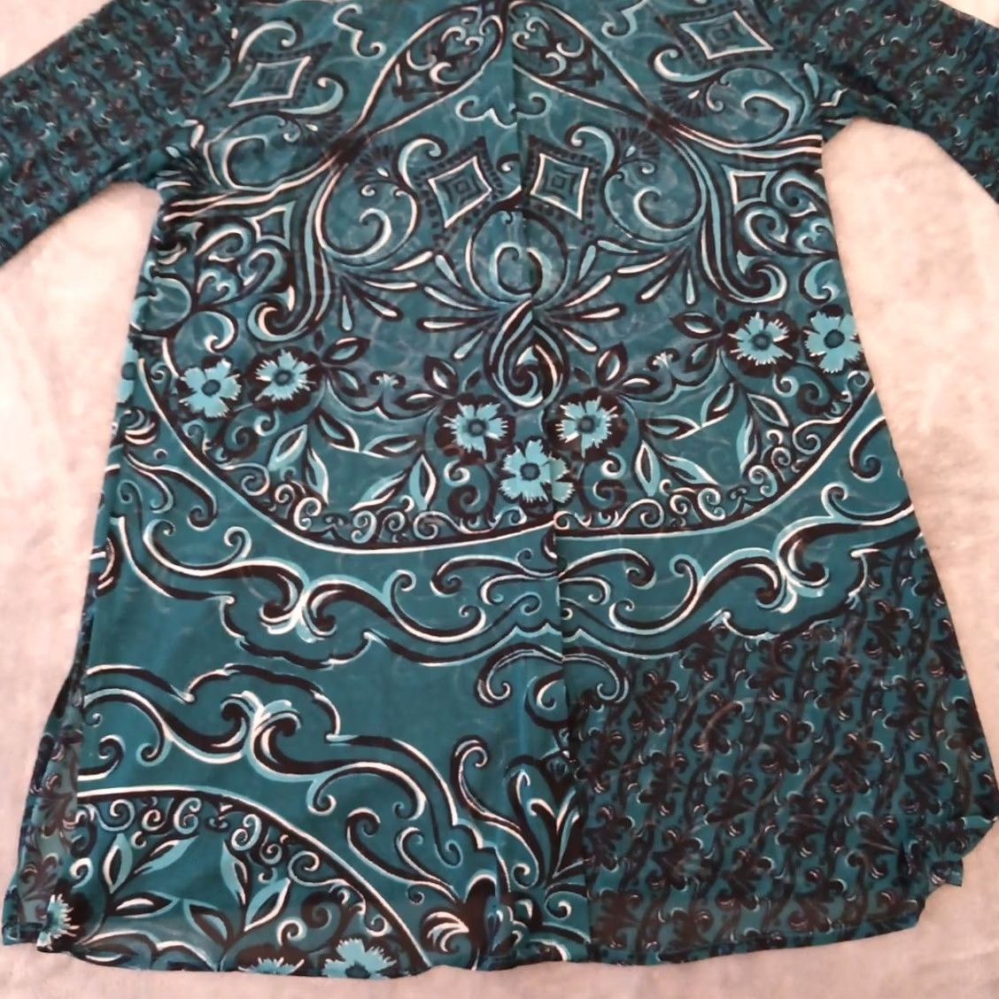 Vintage Chico'S Travelers Shirt Dress US Size 12 Green Geometric Sheer Long Sleeve Slit Size XL / US 12-14 / IT 48-50 - 5 Thumbnail