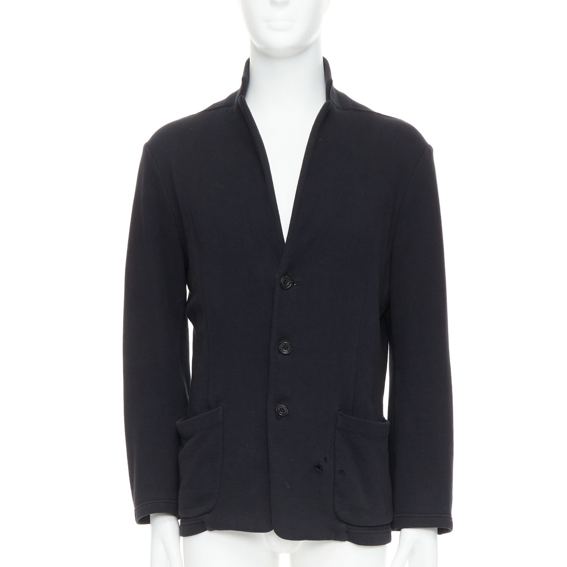 ato ATO black cotton jersey panelled pocketed cropped blazer IT46 S Size 48R - 1 Thumbnail