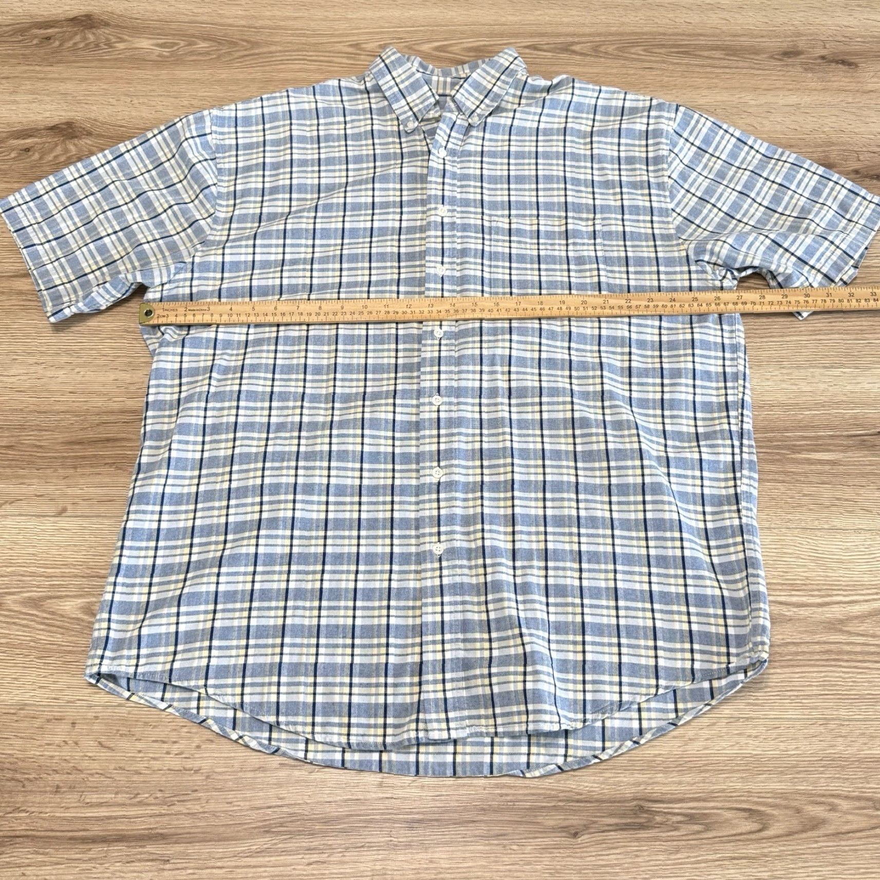 Eddie Bauer VINTAGE Eddie Bauer Shirt Men XL Tall Short Sleeve Blue Plaid Cotton Button-Down Size US XL / EU 56 / 4 - 5 Thumbnail