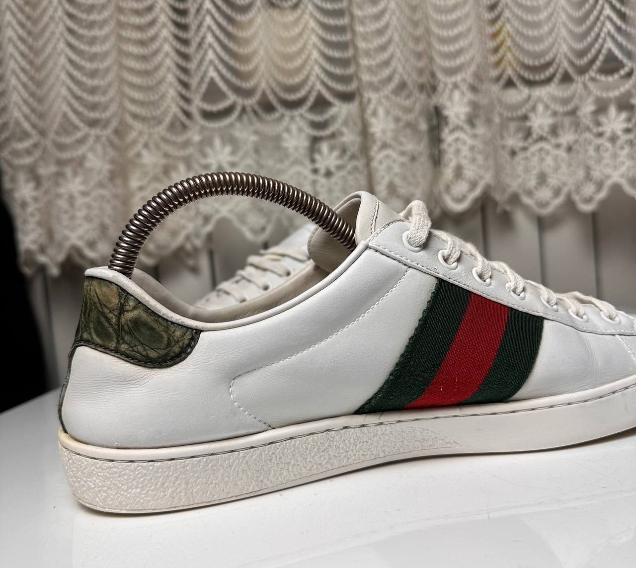 Gucci Rare Gucci Ace Classic White Leather Low Top Sneakers Stripe Size US 8 / EU 41 - 4 Thumbnail