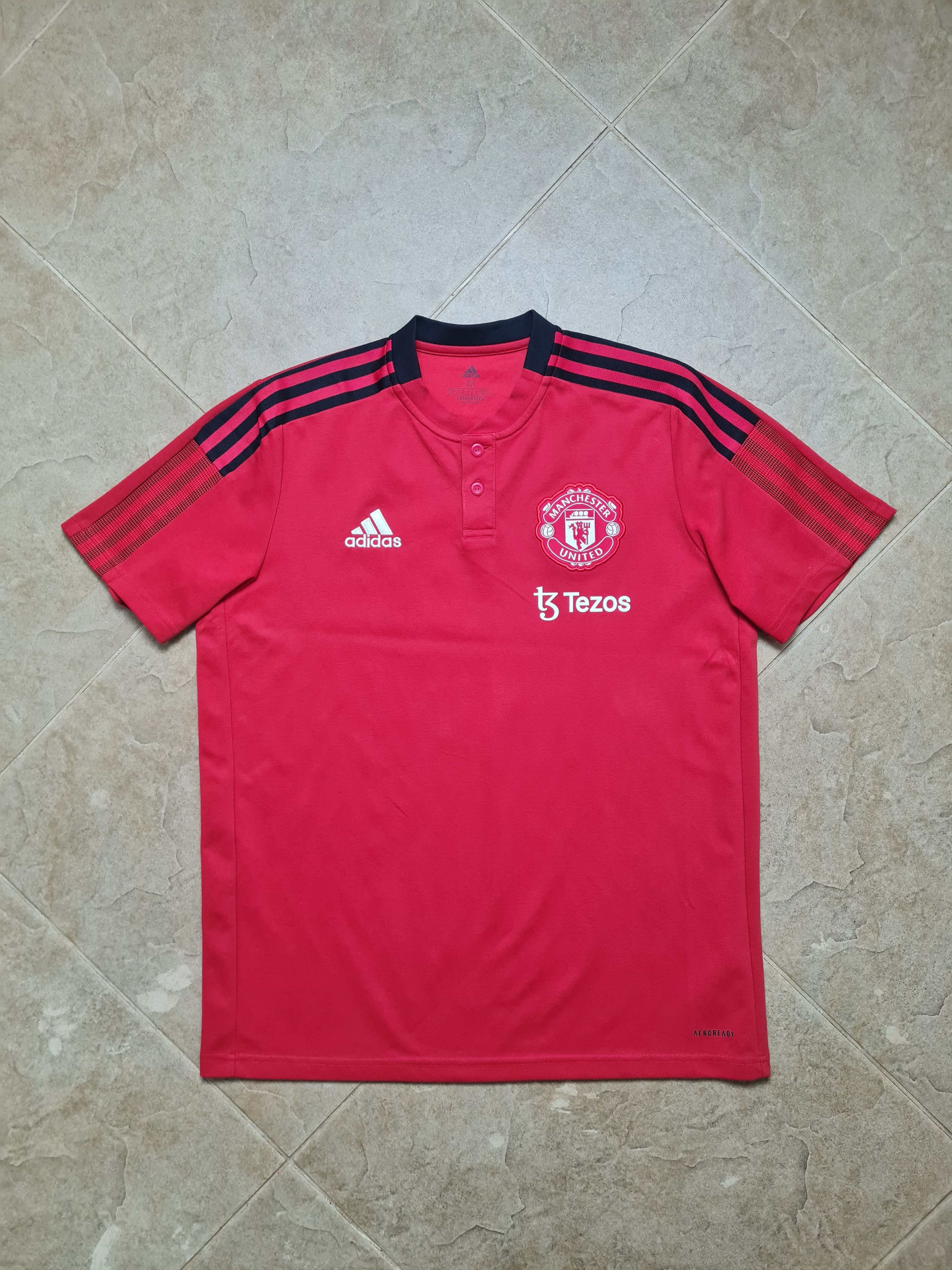 Adidas Polo Adidas Men's Red Manchester United 3-Stripes H63964 Size US M / EU 48-50 / 2 - 17 Thumbnail