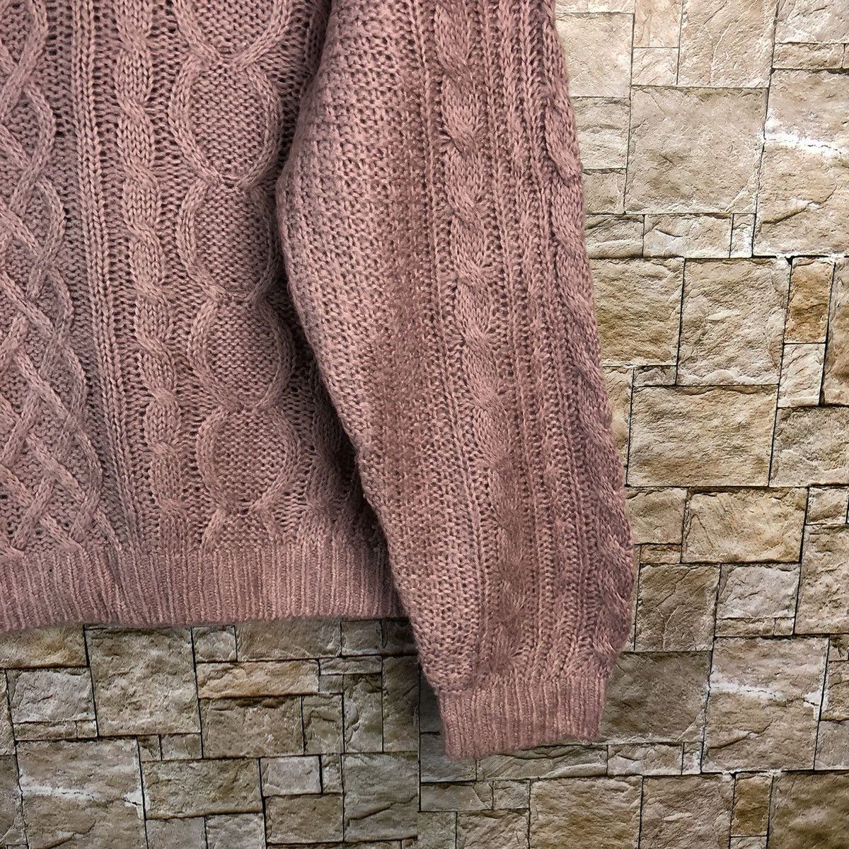 Homespun Knitwear × Japanese Brand Igni japan Pink Turtle Neck cable Knitwear #A1213 Size M / US 6-8 / IT 42-44 - 8 Thumbnail