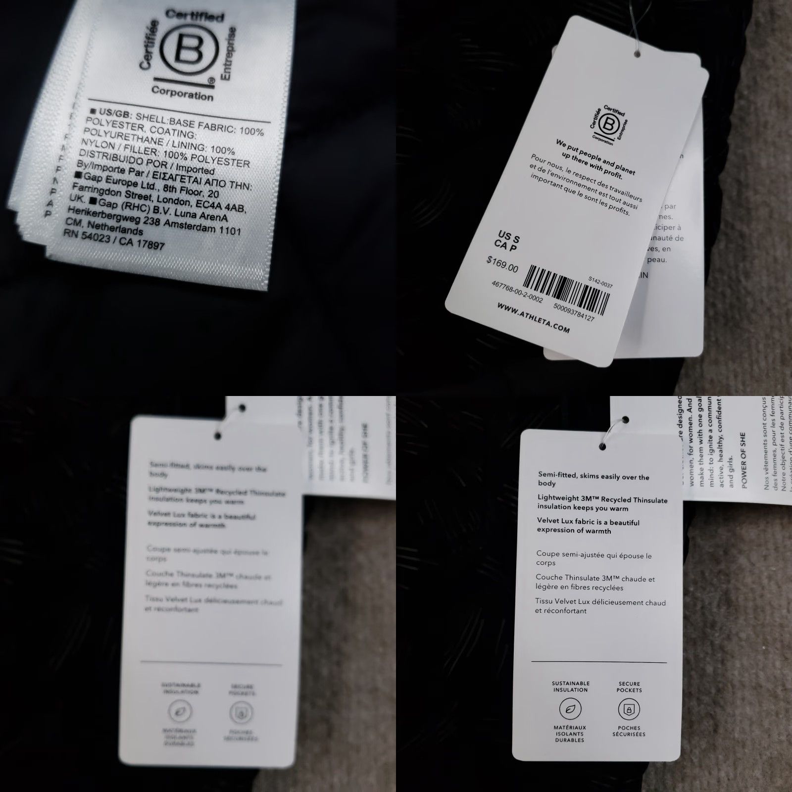 Athleta Athleta Vest Womens Small Black Full Zip Quilted Whisper Featherless Velvet Vest NWT Size S / US 4 / IT 40 - 8 Thumbnail