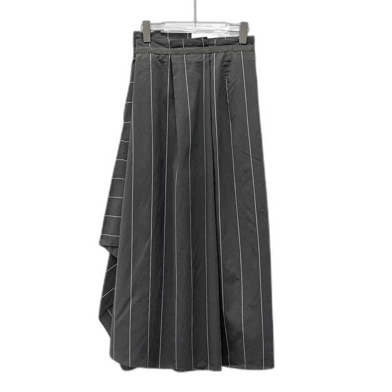 Brunello Cucinelli Brunello Cucinelli Dark Gray Striped Skirt Size 42" / US 20 - 1 Thumbnail