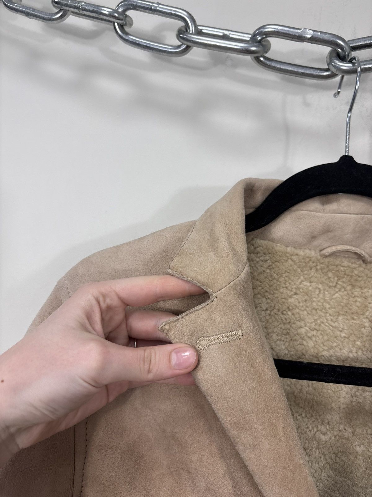 Max Mara S Max Mara Women’s Beige Sheepskin Shearling Leather Coat Size XL / US 12-14 / IT 48-50 - 8 Thumbnail