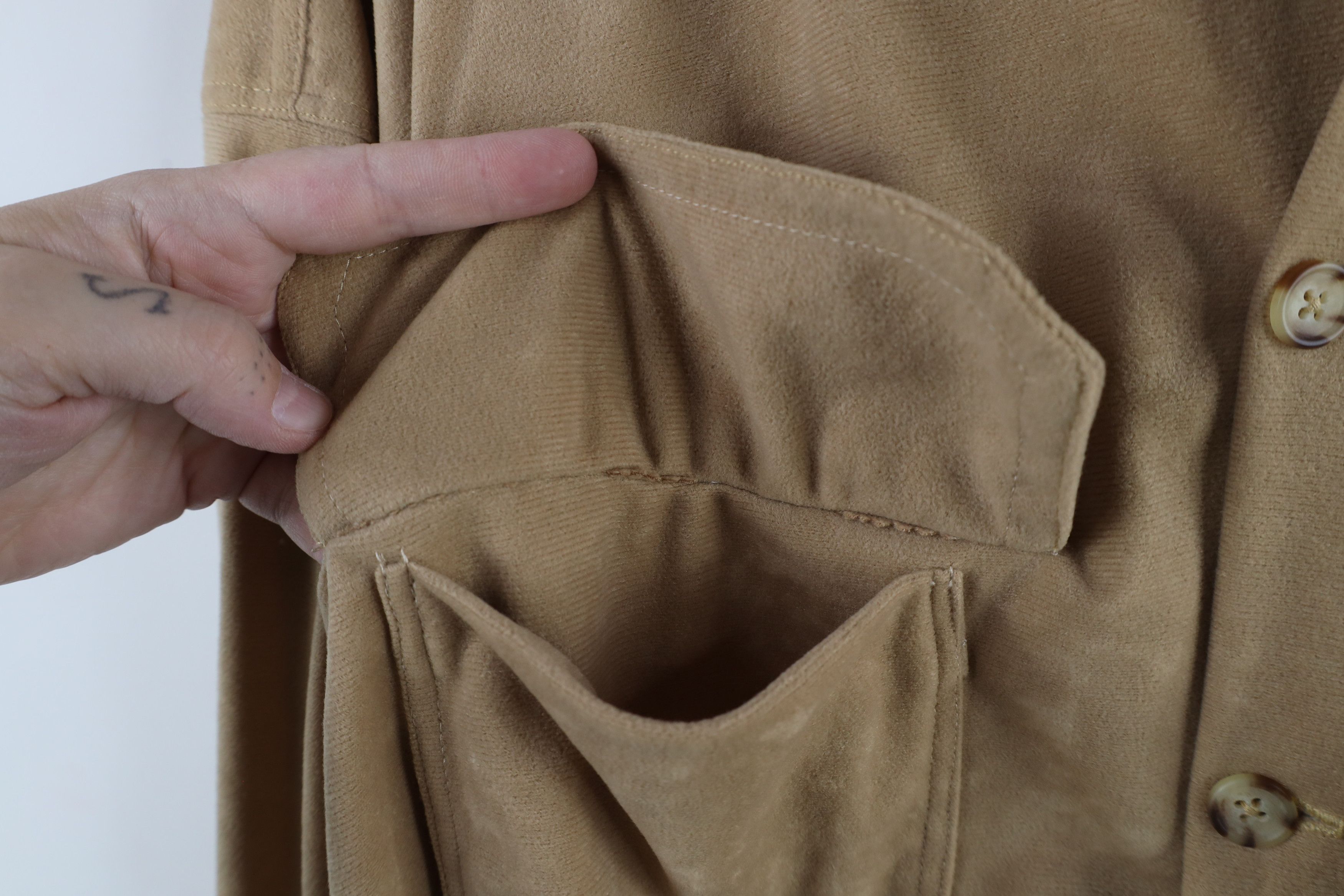 Vintage Vintage 90s Streetwear Handmade Fleece Corduroy Button Shirt Size US XL / EU 56 / 4 - 6 Thumbnail