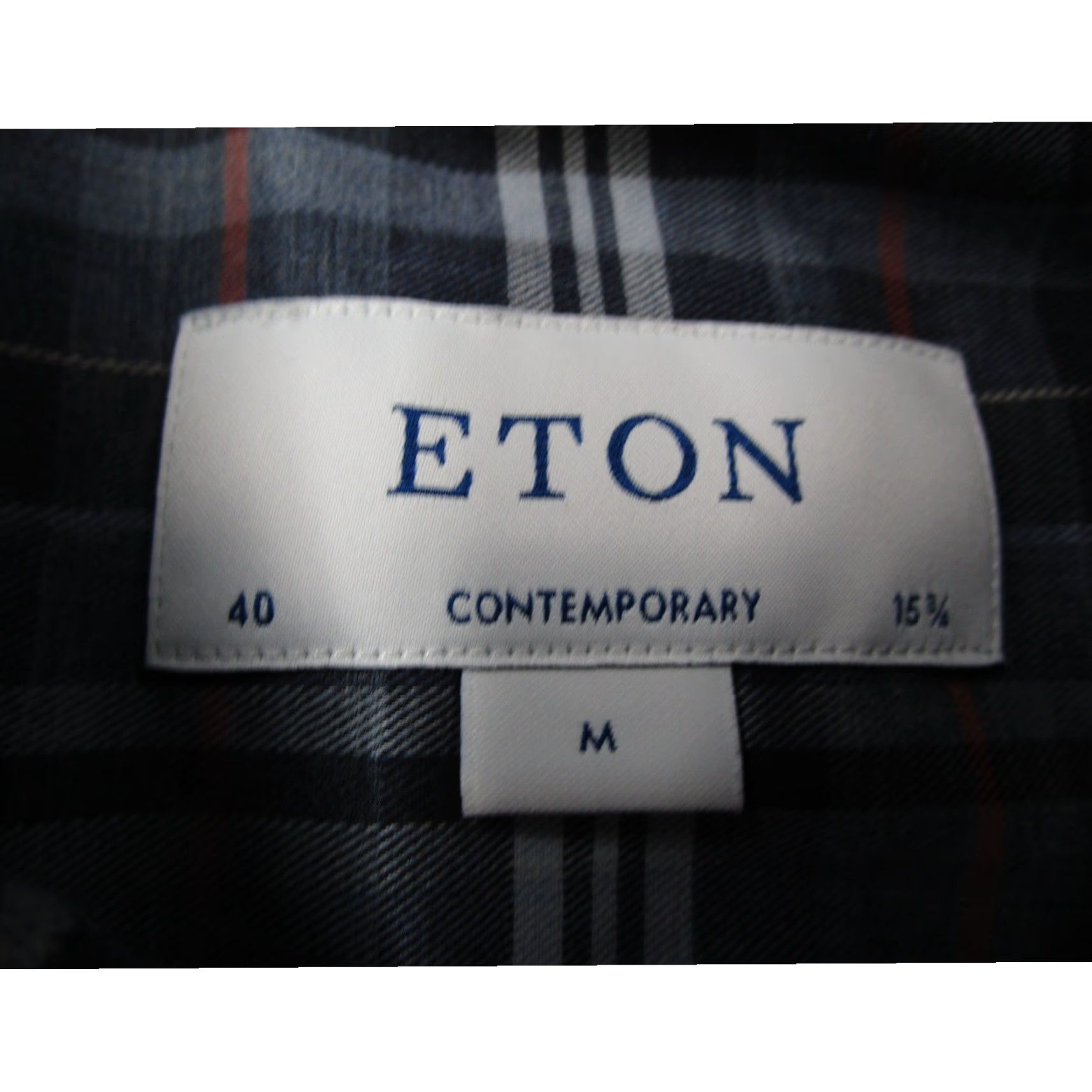 Eton Eton Contemporary Fit Dress Shirt Mens 15.5 41in Cotton Twill Plaid Blue Grey Orange Multicolor Long Sleeve Button-Down Spread Collar Mens Size 42R - 3 Thumbnail