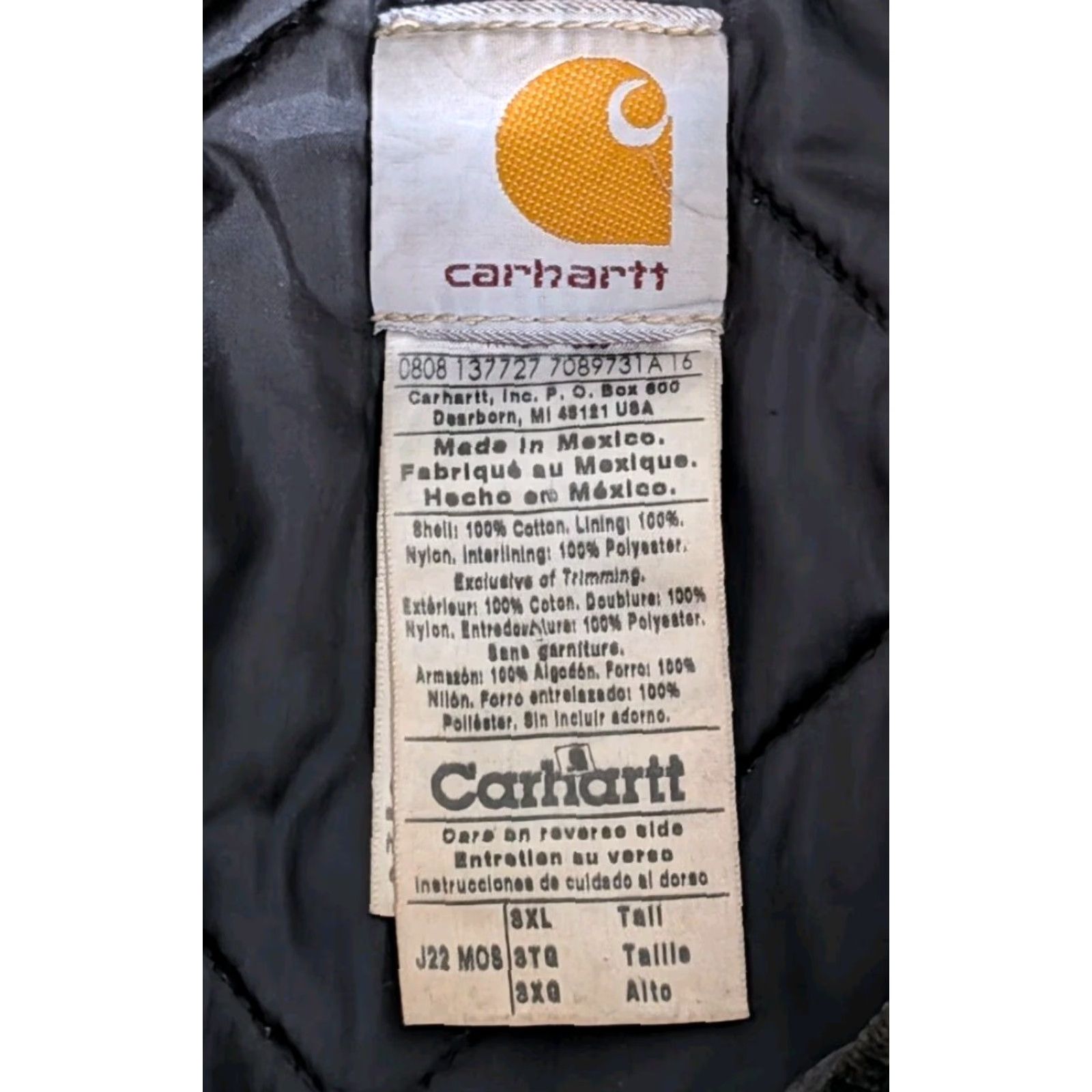 Carhartt VINTAGE Carhartt Jacket 3XLT Mens MOS Green Corduroy Collar Quilted Full Zip Lined Pockets Workwear 90s USA Detroit Arct ic Size US XXL / EU 58 / 5 - 6 Thumbnail
