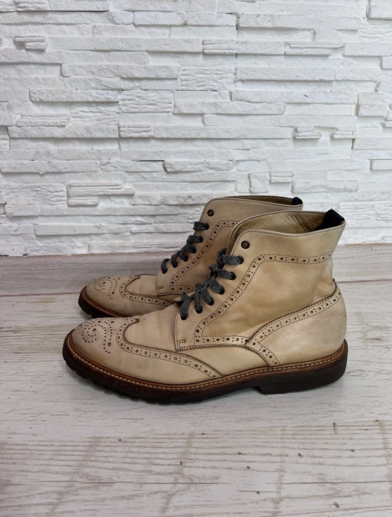 Brunello Cucinelli Brunello Cucinelli Leather Derby Boots Beige 26.5 cm Size US 10 / IT 40 - 4 Thumbnail