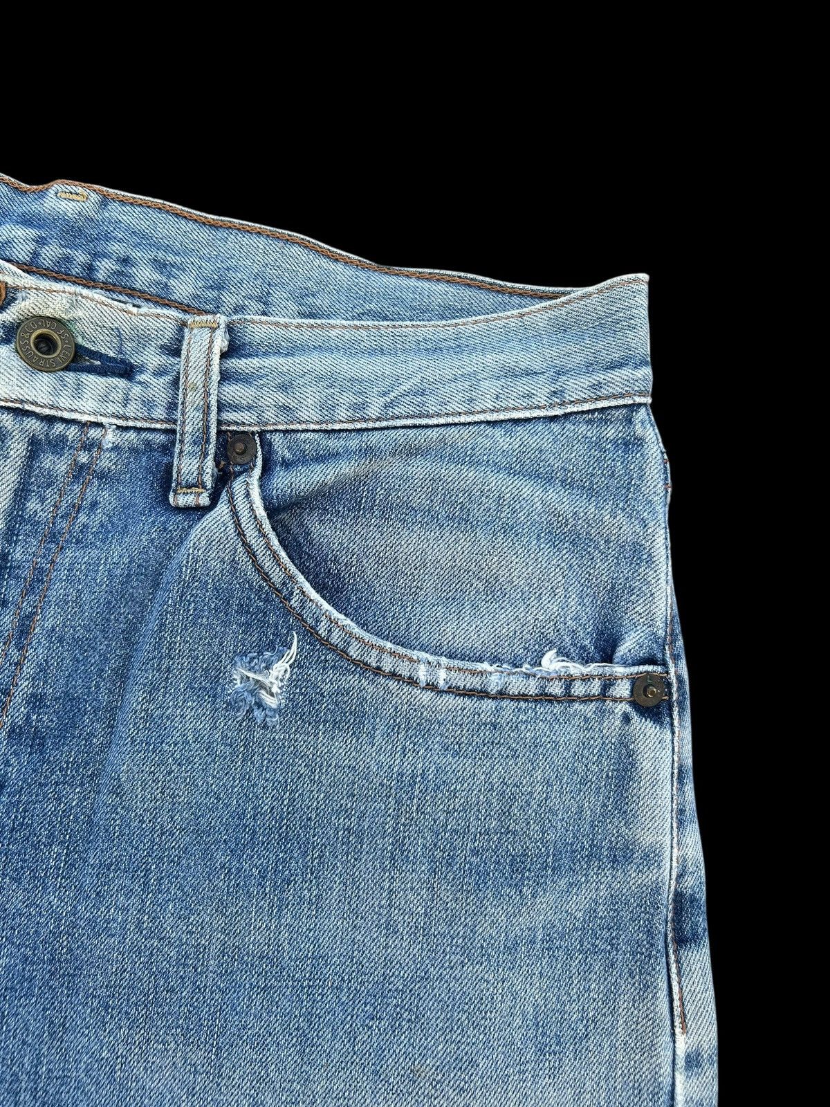 Japanese Brand × Kapital × Vintage THRASHED Levis Selvedge Vintage Distressed Short Denim Size US 32 / EU 48 - 13 Thumbnail