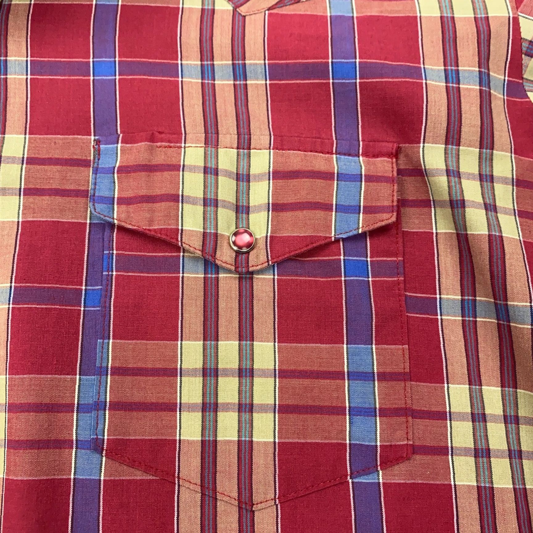 Armani VINTAGE Karman Shirt Mens XL Red Plaid Pearl Snap Long Tail USA Size US XL / EU 56 / 4 - 2 Thumbnail