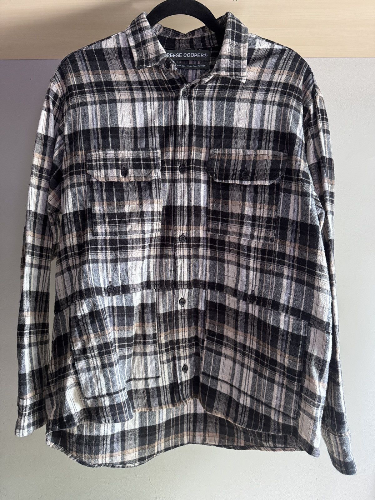 Reese Cooper Black & Brown Plaid Cotton-Flannel Shirt Size US M / EU 48-50 / 2 - 1 Thumbnail