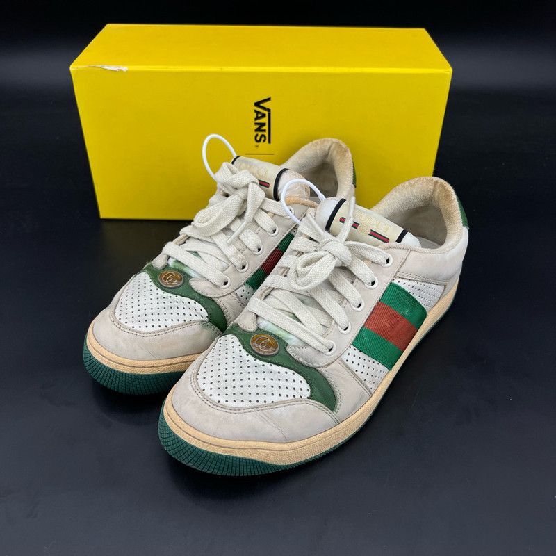 GUCCI Screener Dirty Sneakers in Gray Green 0079