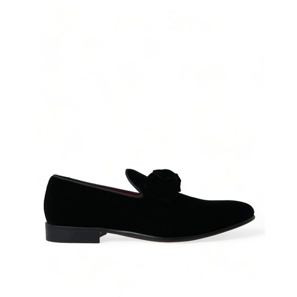 Dolce & Gabbana Dolce & Gabbana Elegant Black Velvet Loafers - Men's Luxury Size US 7 / EU 40 - 1 Thumbnail