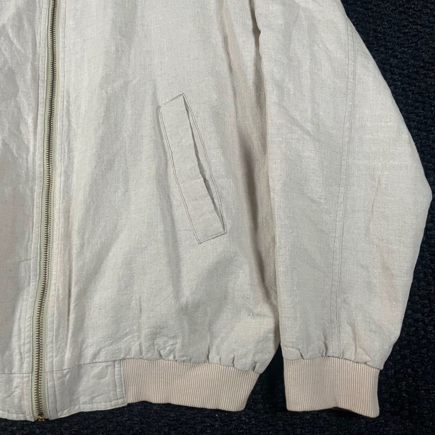 Vintage VINTAGE Expressions Worldwide Bomber Jacket Shirt Beige Mens Medium Linen Cotton Blend Zip Up Size US M / EU 48-50 / 2 - 3 Thumbnail
