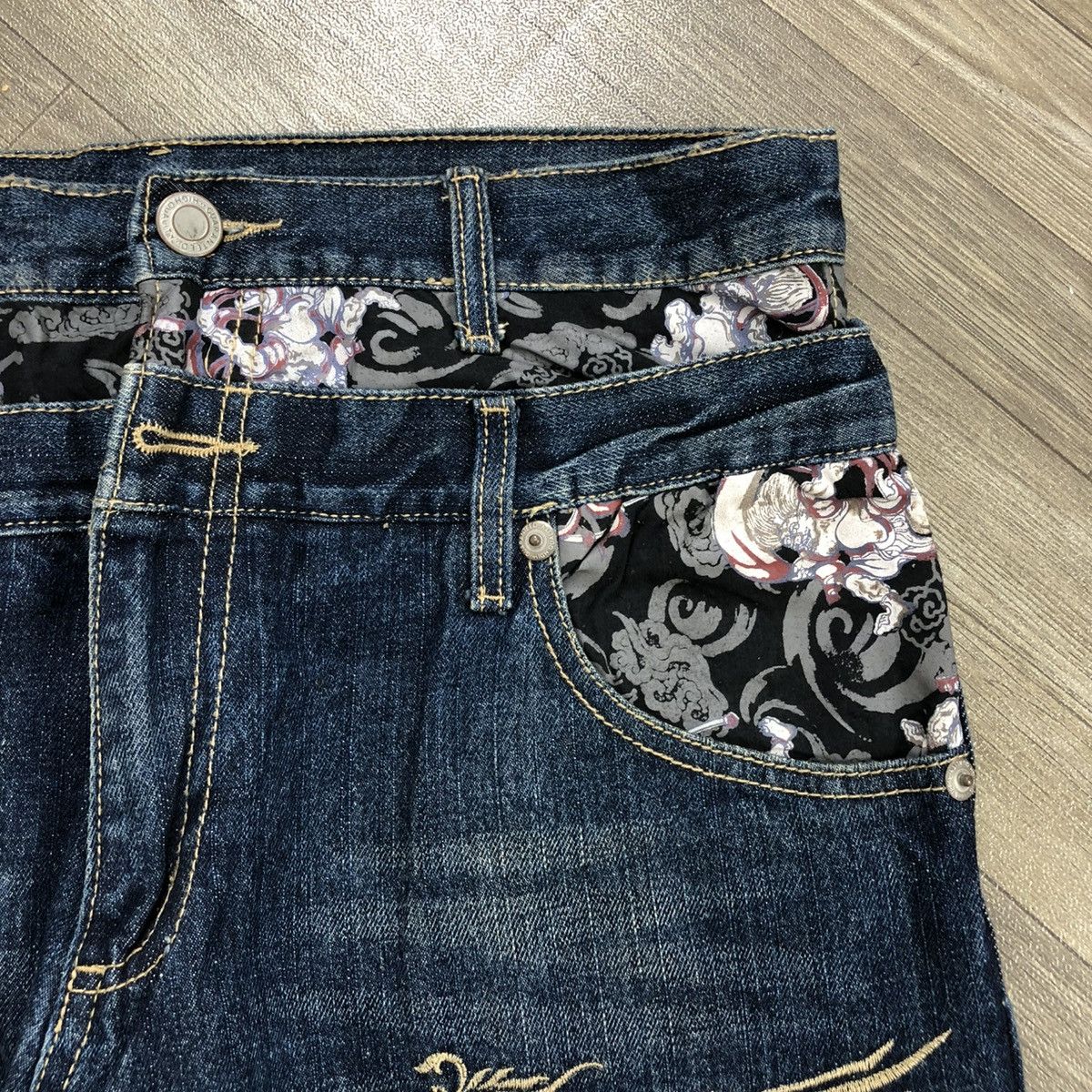 Ed Hardy 2000s Japanese Brand Double Waist Phoenixs Embroidered Jeans Size US 32 / EU 48 - 5 Thumbnail
