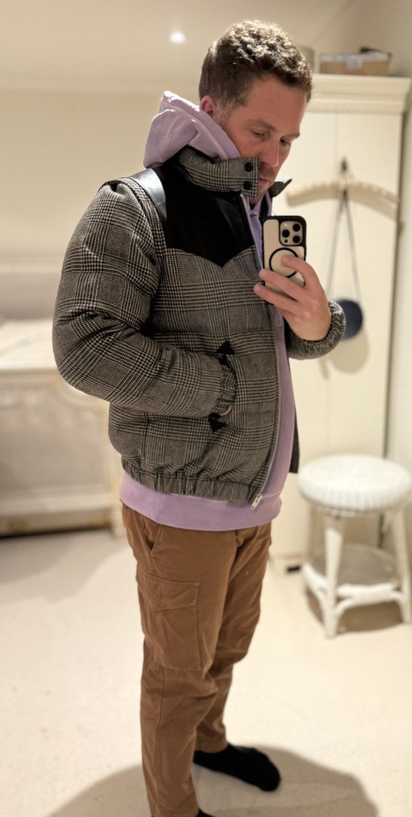 Celine $3.7k FW19 Celine Prince of Wales check leather puffa coat Size US M / EU 48-50 / 2 - 4 Thumbnail