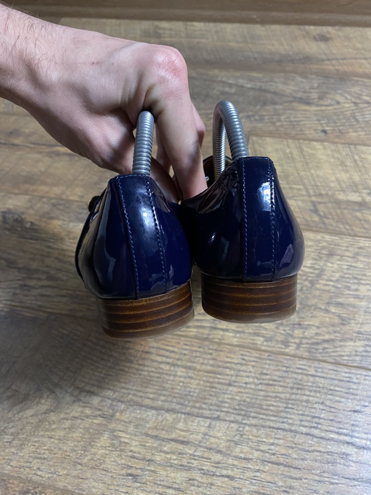 Japanese Brand chausser Loafers Patent Leather Navy Blue Made in Japan Size US 8 / IT 38 - 6 Thumbnail